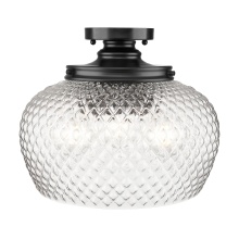 Golden Canada 1088-3SF BLK-CLR - Golden Lighting Adeline 3-light Semi-Flush Mount in Matte Black